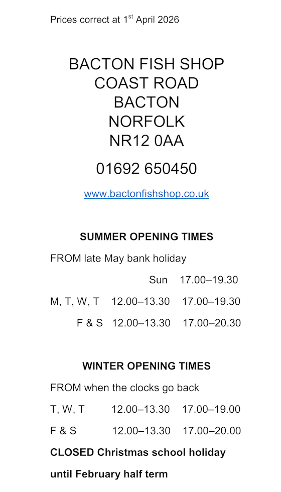 Bacton Price List 1